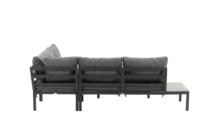 Venture Home Odense sofa set- - BLACK alu / Grey Cushion / Grey Aintwood