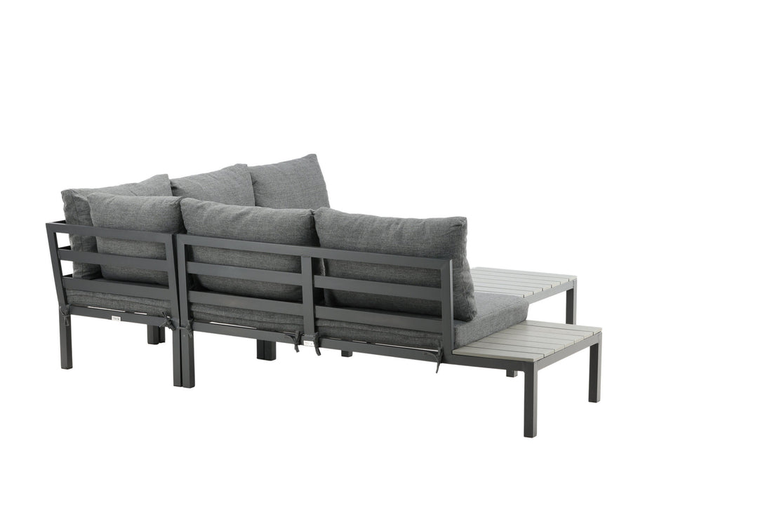Venture Home Odense sofa set- - BLACK alu / Grey Cushion / Grey Aintwood