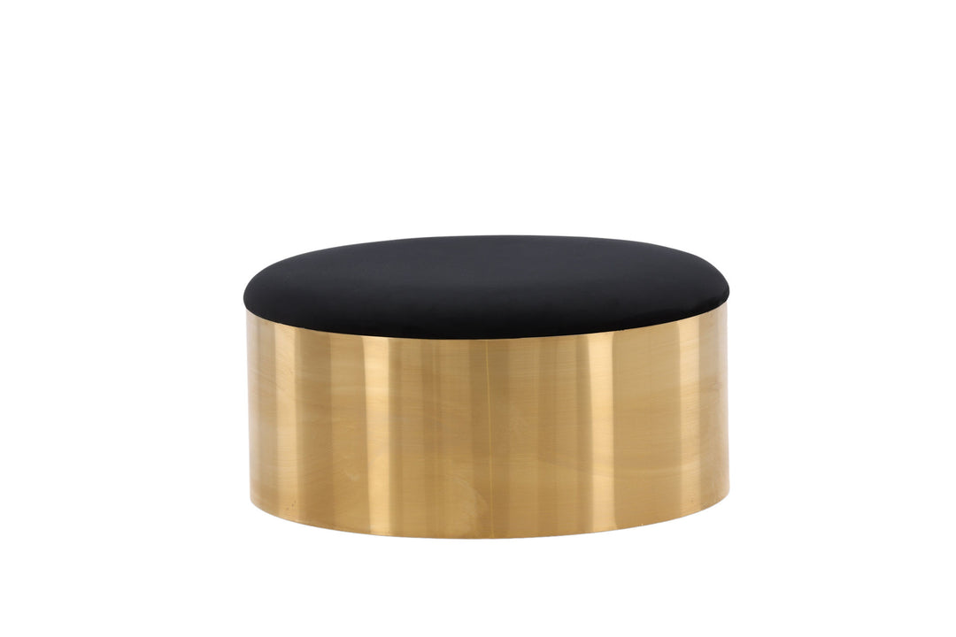 Furniture Fashion Puff - Stool ø75 - Black / Shiny Brass