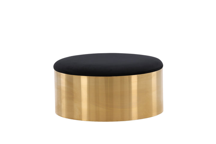 Furniture Fashion Puff - Stool ø75 - Black / Shiny Brass