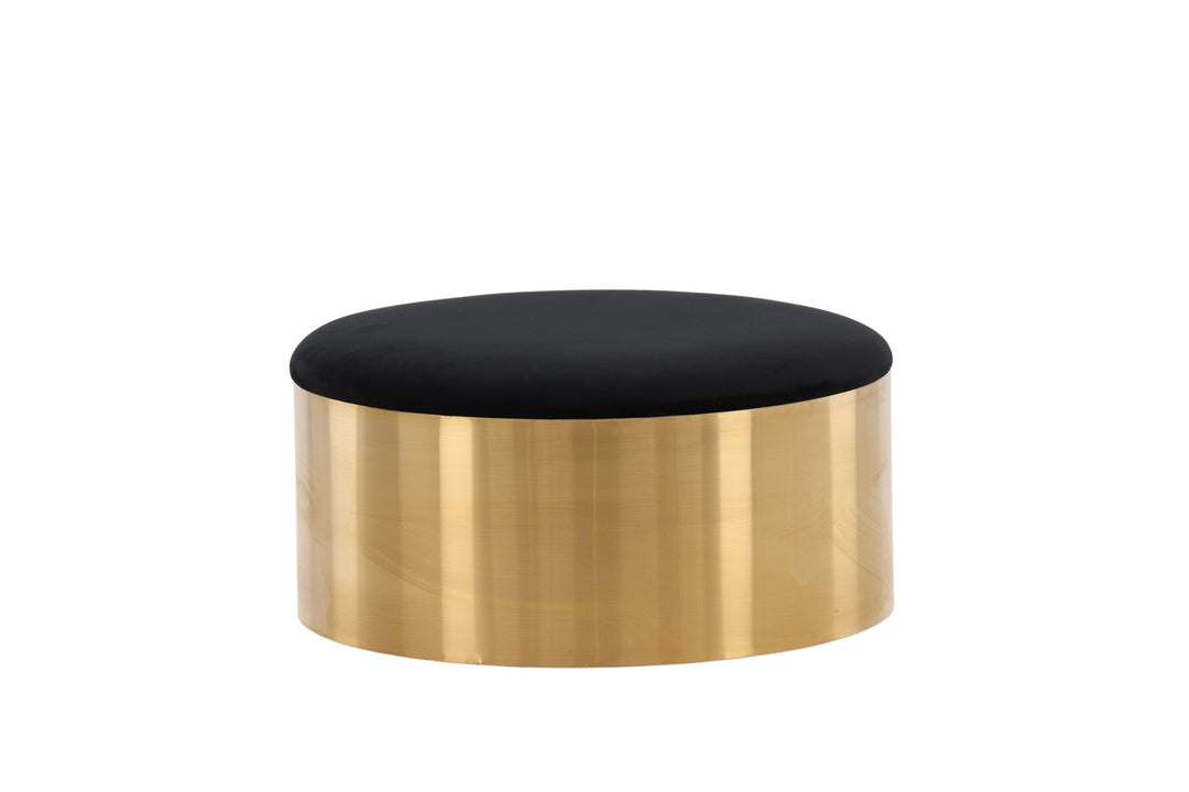 Furniture Fashion Puff - Stool ø75 - Black / Shiny Brass