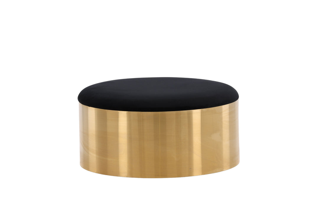Furniture Fashion Puff - Stool ø75 - Black / Shiny Brass