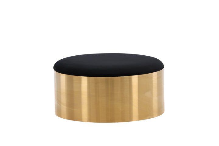 Furniture Fashion Puff - Stool ø75 - Black / Shiny Brass
