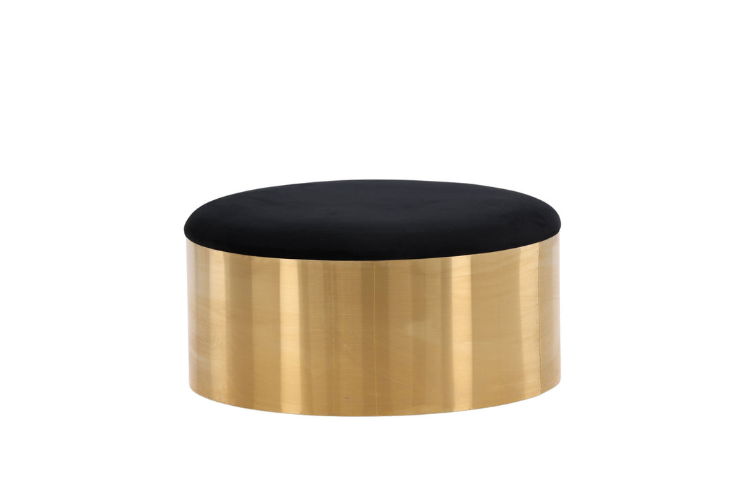 Furniture Fashion Puff - Stool ø75 - Black / Shiny Brass
