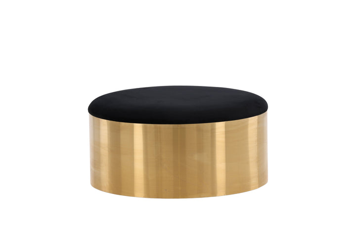Furniture Fashion Puff - Stool ø75 - Black / Shiny Brass