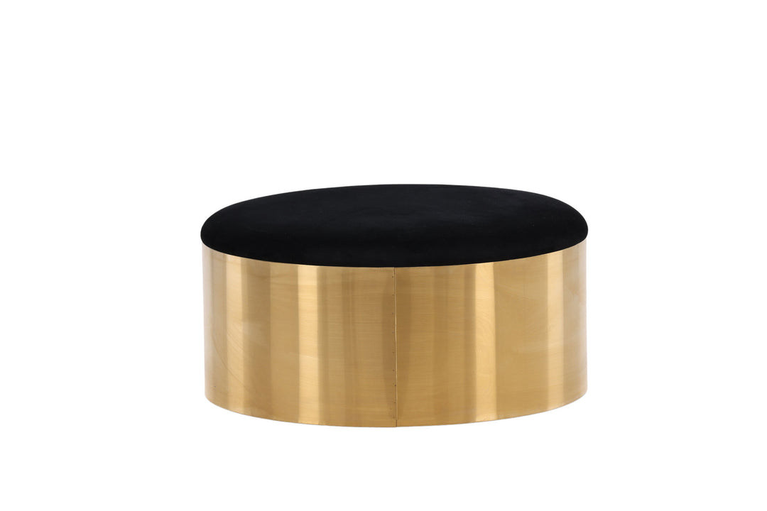 Furniture Fashion Puff - Stool ø75 - Black / Shiny Brass