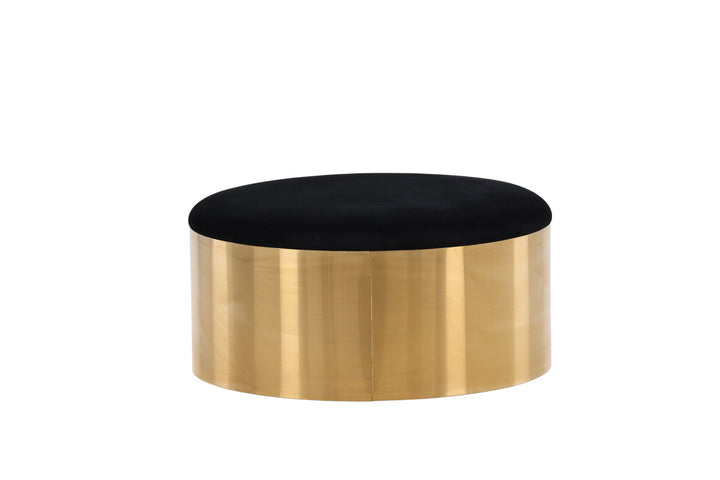 Furniture Fashion Puff - Stool ø75 - Black / Shiny Brass