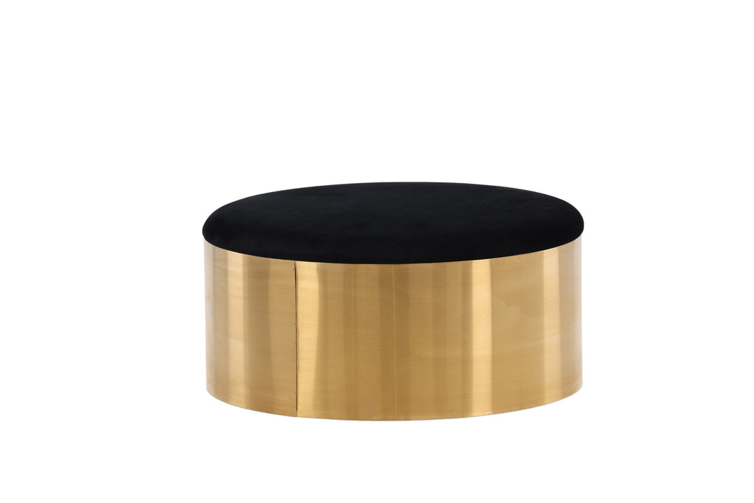 Furniture Fashion Puff - Stool ø75 - Black / Shiny Brass