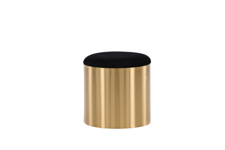 Furniture Fashion Puff - Stool ø45 - Black / Shiny Brass