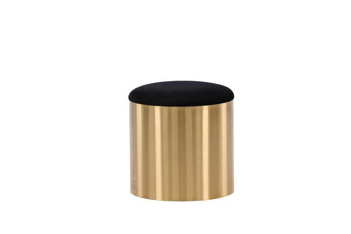 Furniture Fashion Puff - Stool ø45 - Black / Shiny Brass