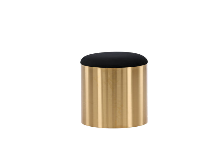 Furniture Fashion Puff - Stool ø45 - Black / Shiny Brass