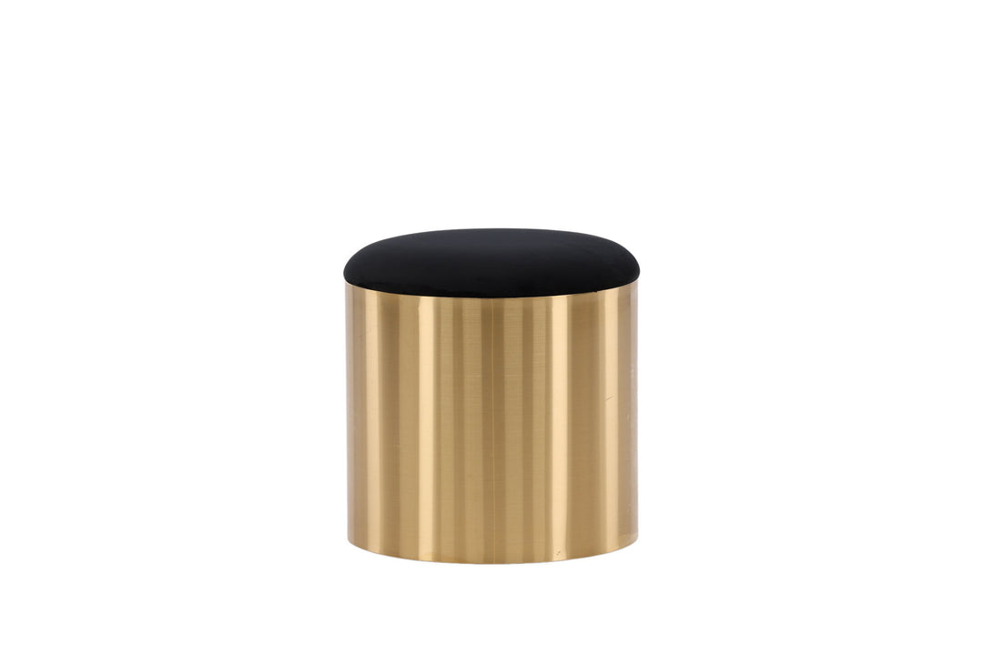 Furniture Fashion Puff - Stool ø45 - Black / Shiny Brass