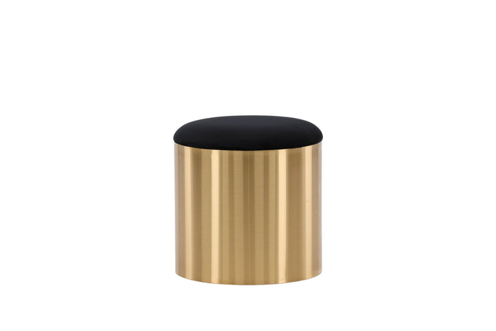 Furniture Fashion Puff - Stool ø45 - Black / Shiny Brass