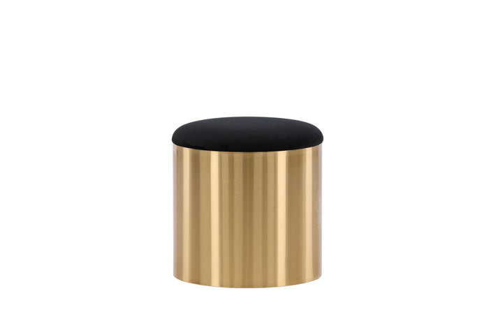 Furniture Fashion Puff - Stool ø45 - Black / Shiny Brass