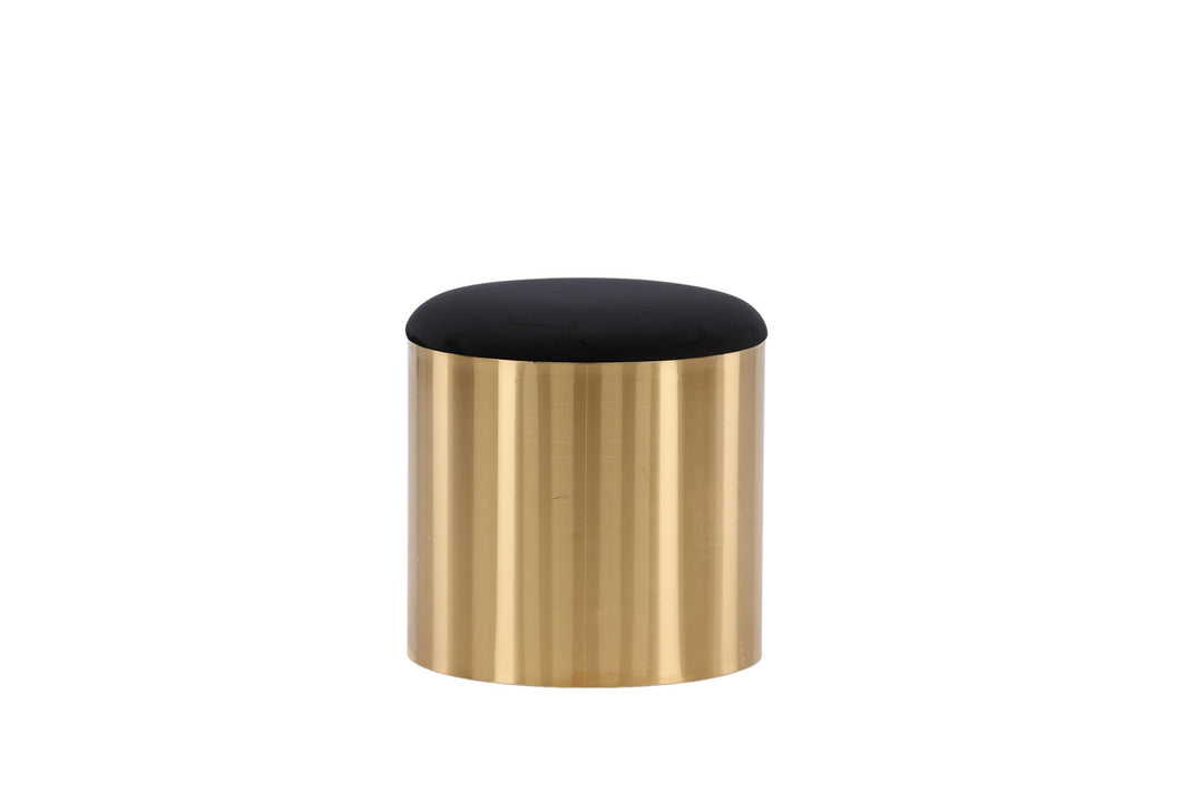 Furniture Fashion Puff - Stool ø45 - Black / Shiny Brass