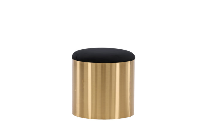 Furniture Fashion Puff - Stool ø45 - Black / Shiny Brass
