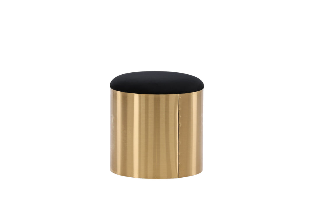 Furniture Fashion Puff - Stool ø45 - Black / Shiny Brass