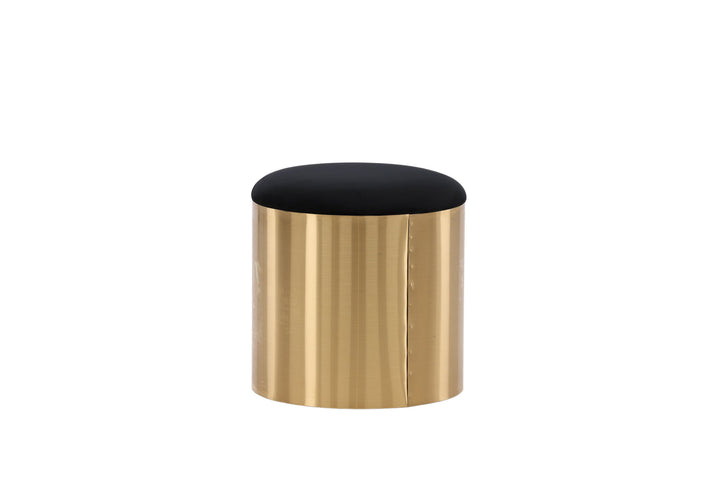 Furniture Fashion Puff - Stool ø45 - Black / Shiny Brass