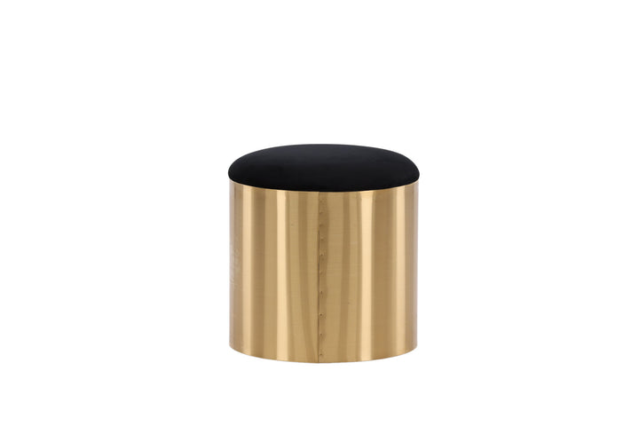 Furniture Fashion Puff - Stool ø45 - Black / Shiny Brass