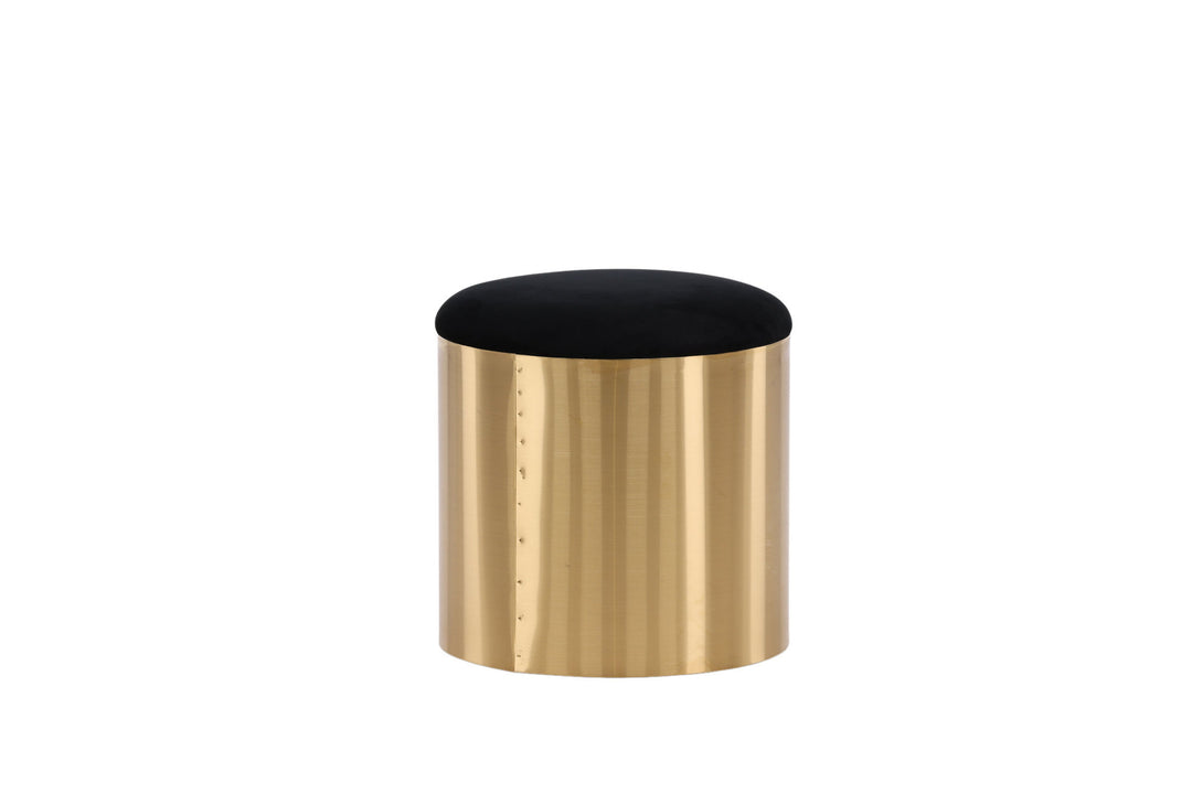Furniture Fashion Puff - Stool ø45 - Black / Shiny Brass
