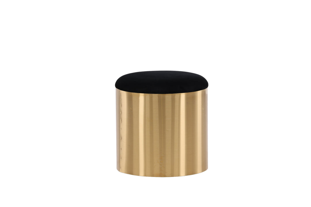 Furniture Fashion Puff - Stool ø45 - Black / Shiny Brass