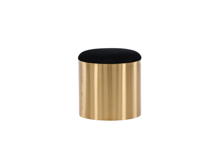 Furniture Fashion Puff - Stool ø45 - Black / Shiny Brass