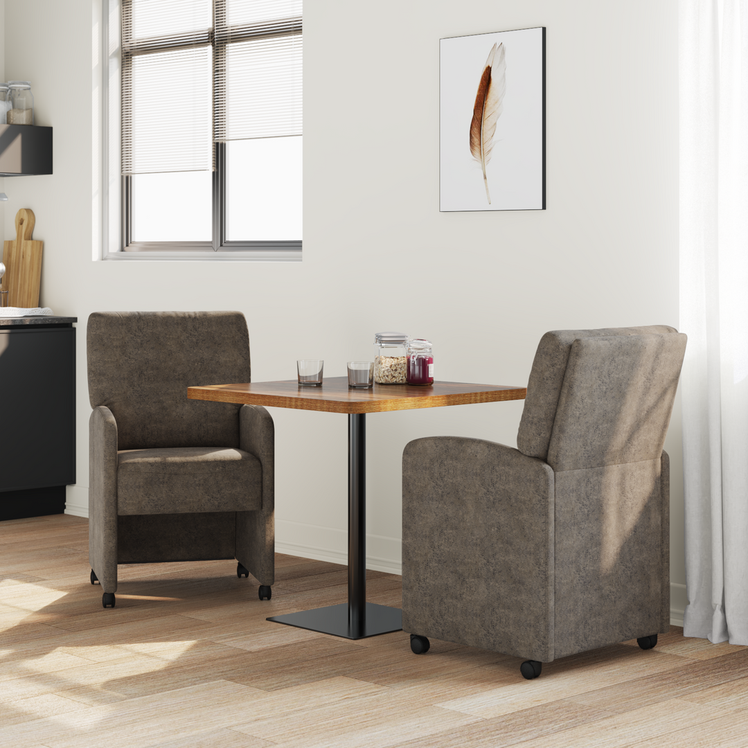 Spisebordsstole med hjul 2 pcs Mørkegrå 57 x 67 x 95 cm