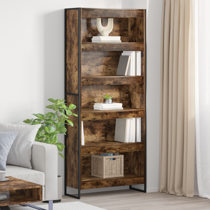 Bogskab 80 x 30 x 189,5 cm Konstrueret træ Røget Eg
