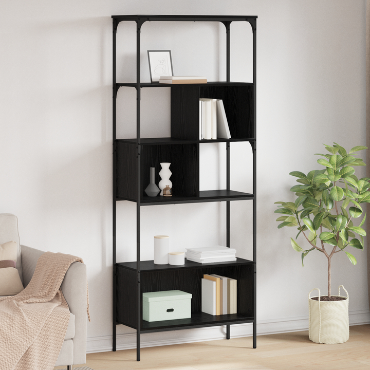 Bogreol Sort eg 76 x 33 x 188,5 cm Konstrueret træ