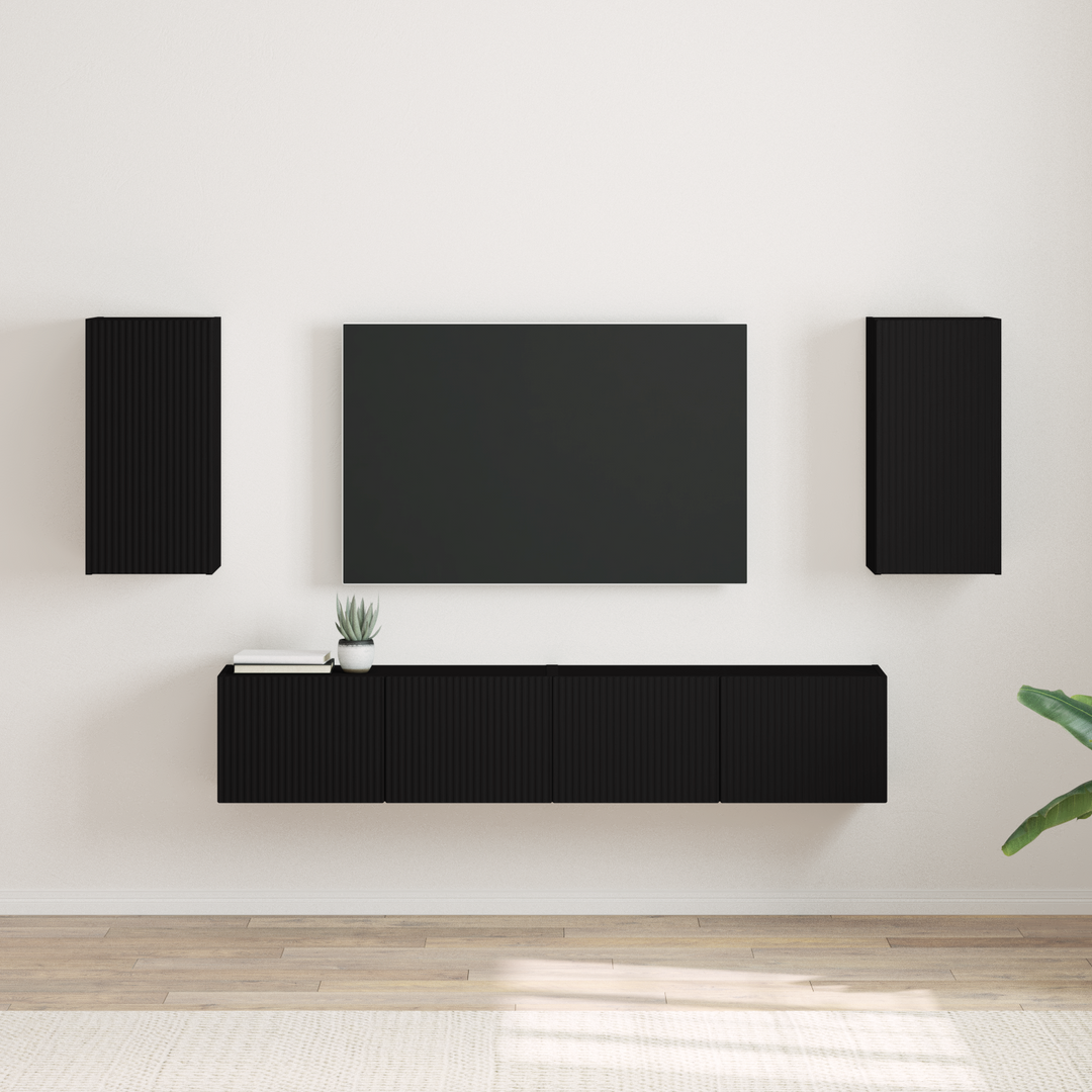 TV vægskab 2 pcs Sort 30 x 31 x 60 cm Konstrueret træ