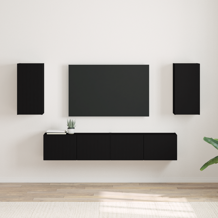 TV vægskab 2 pcs Sort 30 x 31 x 60 cm Konstrueret træ
