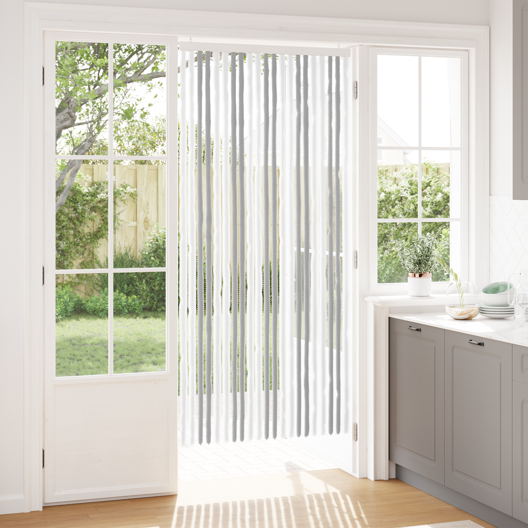 Insektgardin i chenille Lys Grå og Hvid 90 x 200 cm 100% PP