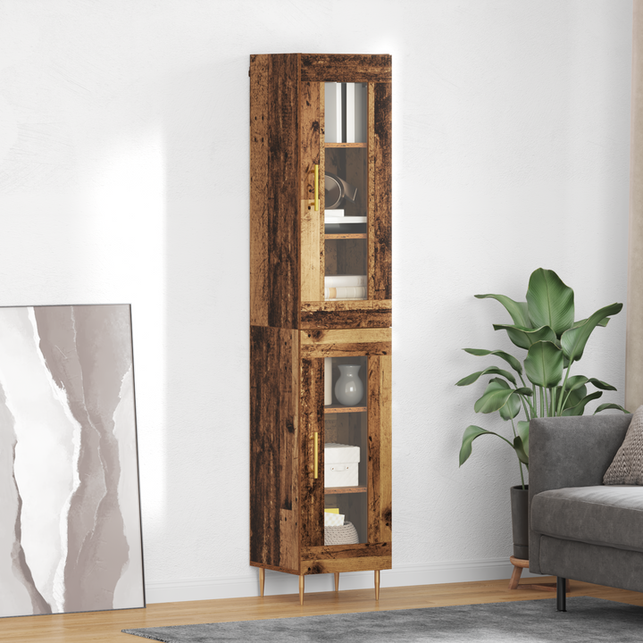 Highboard 2 pcs Gammelt træ Glas