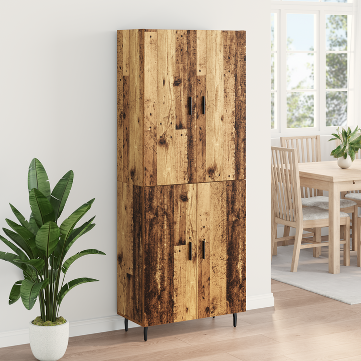 Highboard 2 pcs Gammelt træ Konstrueret træ