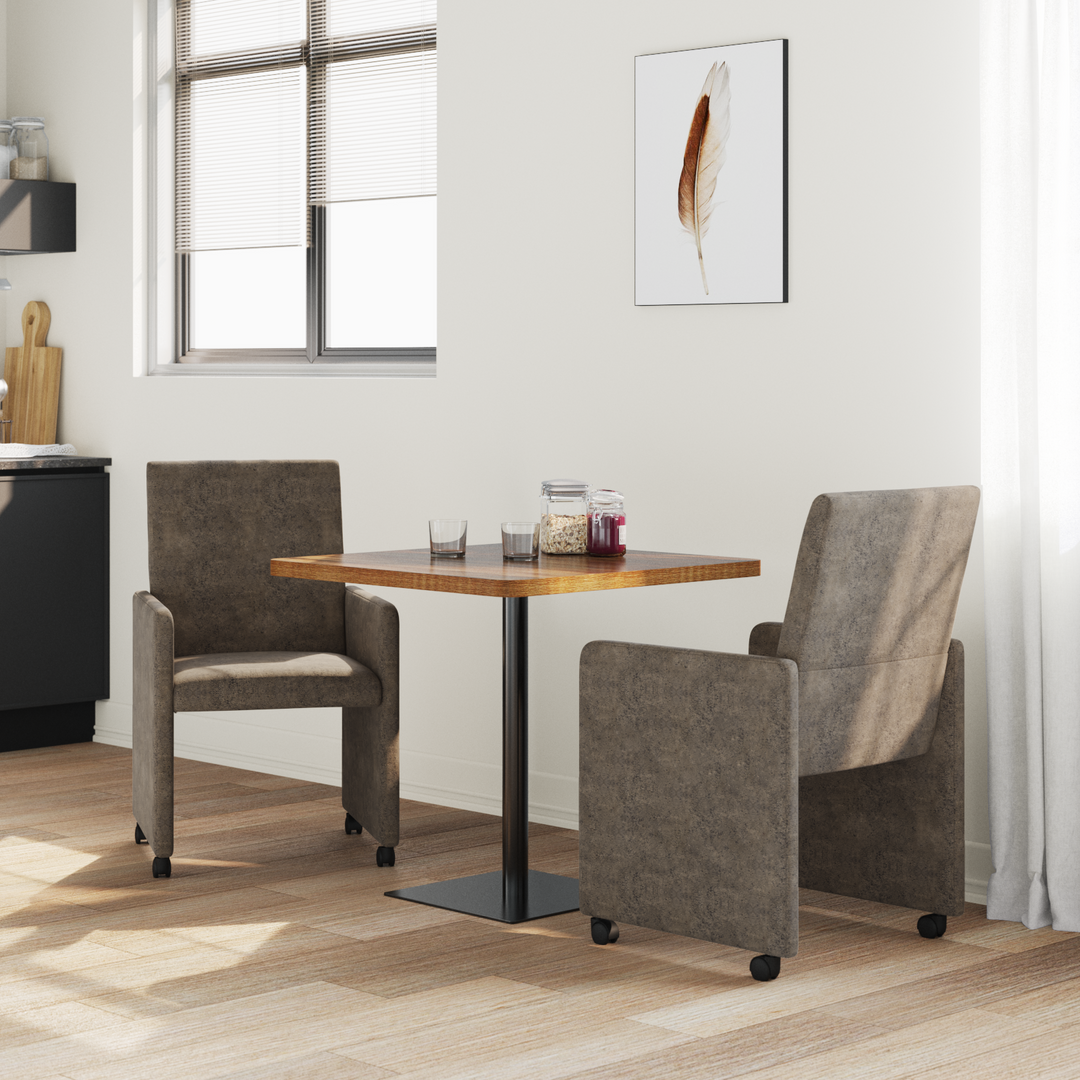 Spisebordsstole med hjul 2 pcs Mørkegrå 57 x 66 x 94 cm