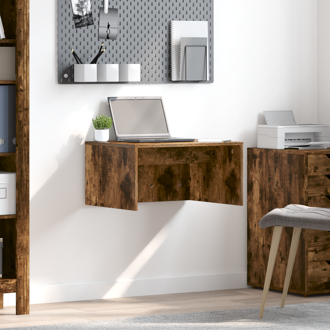 Væghængt skrivebord Røget eg 60 x 45 x 30 cm Konstrueret træ