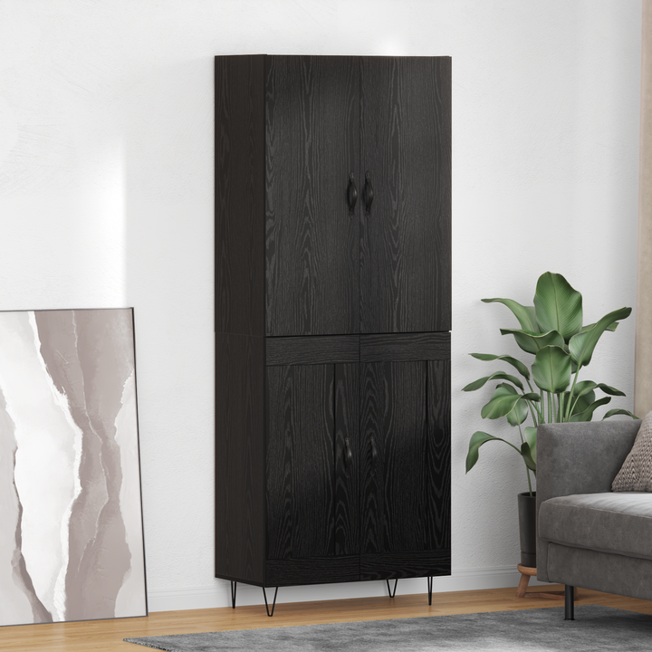 Highboard 2 pcs Sort eg Konstrueret træ og glas