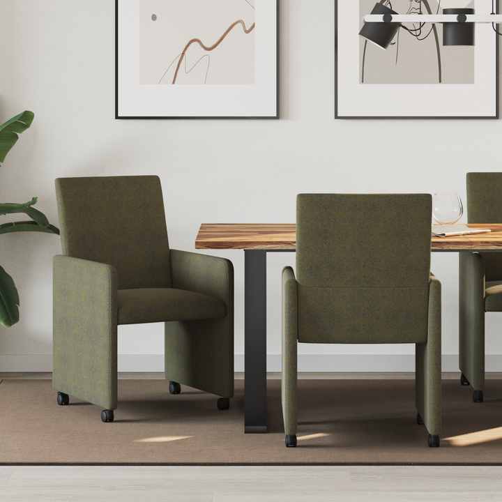 Spisebordsstole med hjul 2 pcs Army grøn 57 x 66 x 94 cm