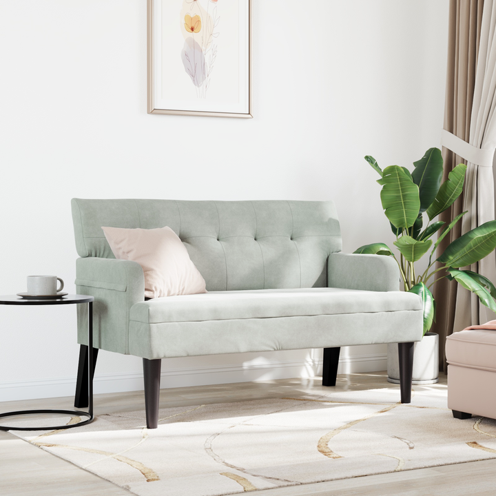 Chesterfield bænk Lysegrå 112 x 65,5 x 75 cm Fløjl