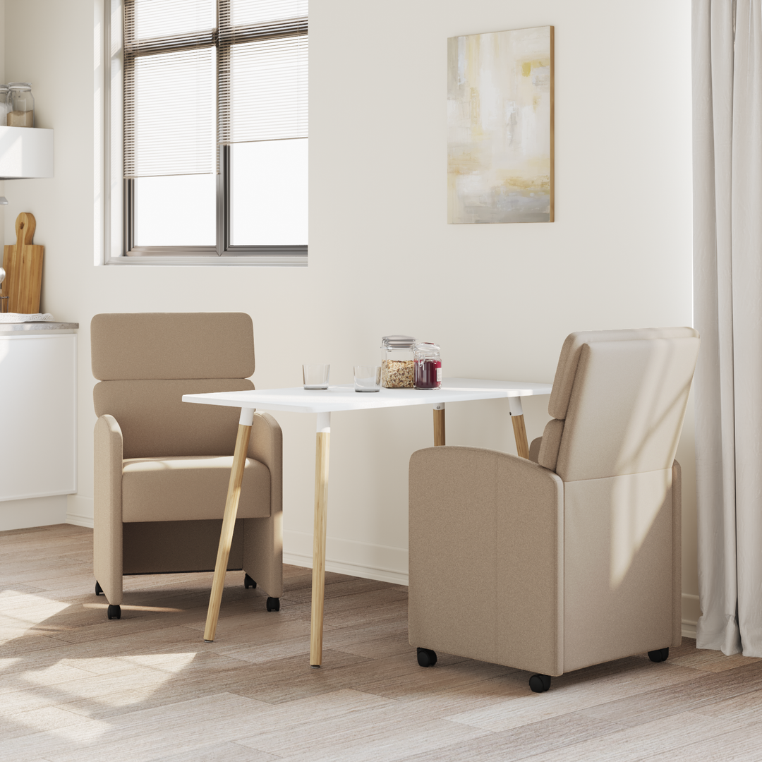 Spisebordsstole med hjul 2 pcs Cappuccino 58 x 65 x 98 cm