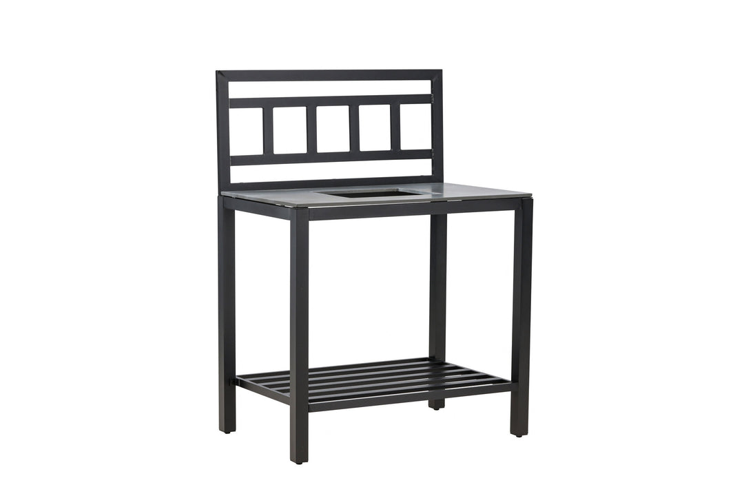 Venture Home Alicante garden kitchen table with hole black/fiber concrete