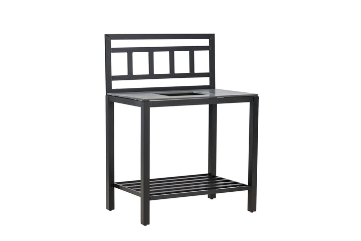 Venture Home Alicante garden kitchen table with hole black/fiber concrete