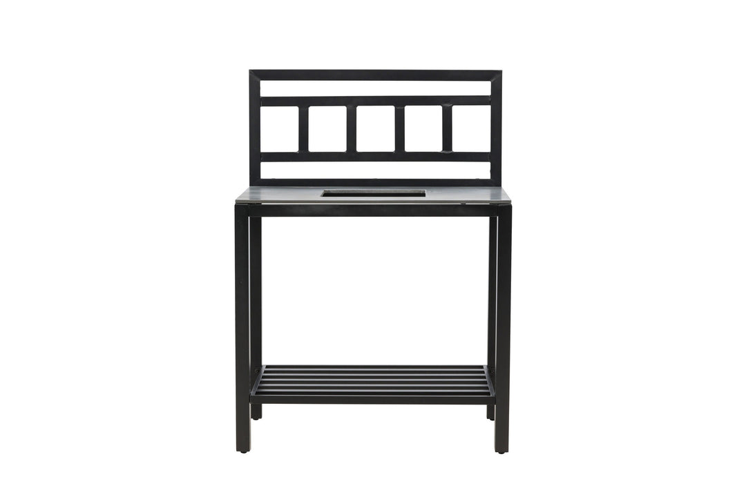 Venture Home Alicante garden kitchen table with hole black/fiber concrete