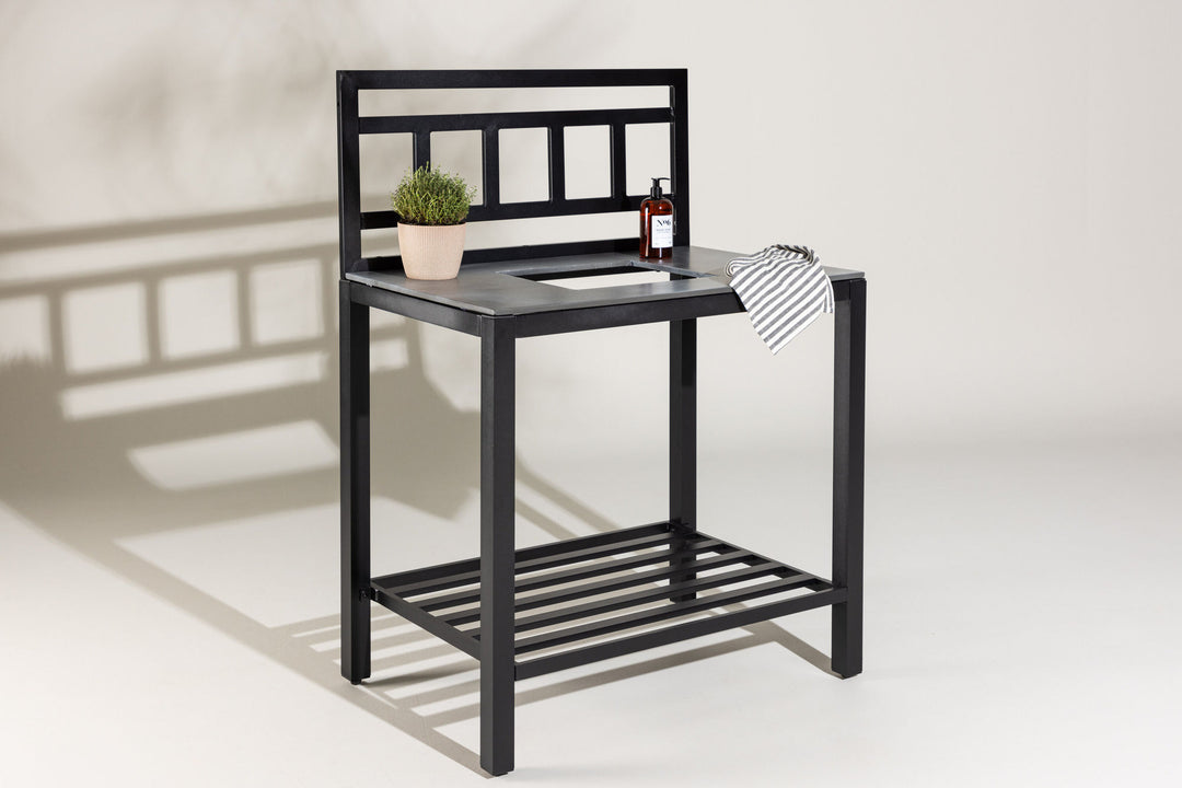 Venture Home Alicante garden kitchen table with hole black/fiber concrete