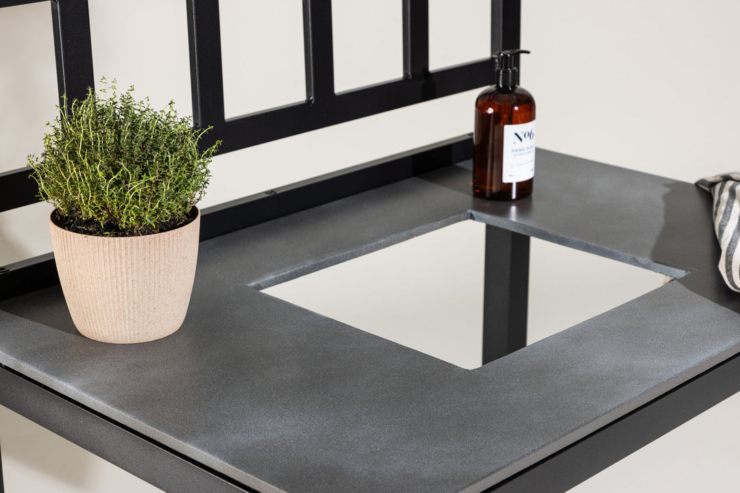 Venture Home Alicante garden kitchen table with hole black/fiber concrete