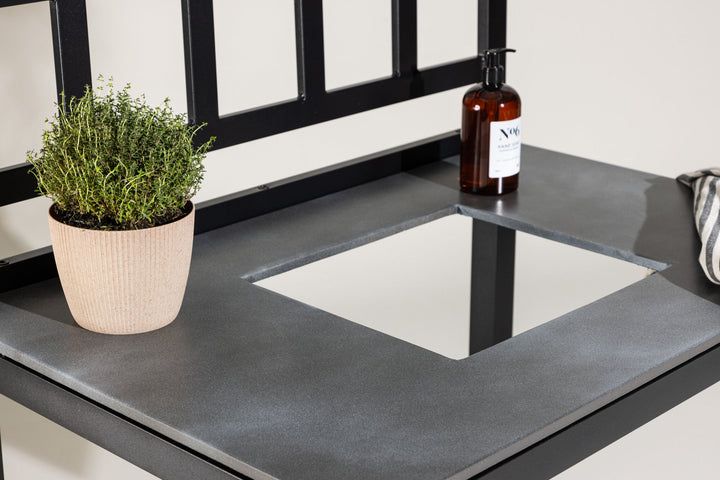Venture Home Alicante garden kitchen table with hole black/fiber concrete