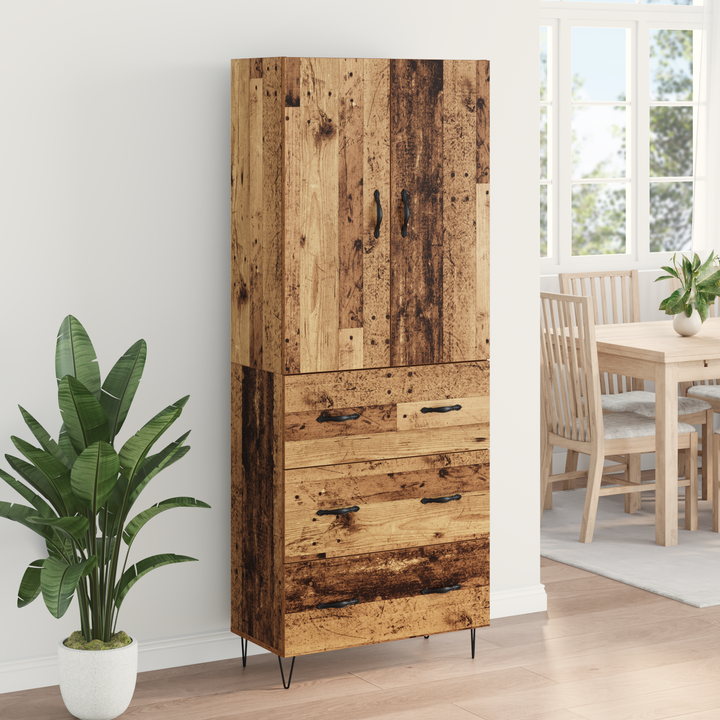 Highboard med skuffe 2 pcs Gammelt træ Konstrueret træ