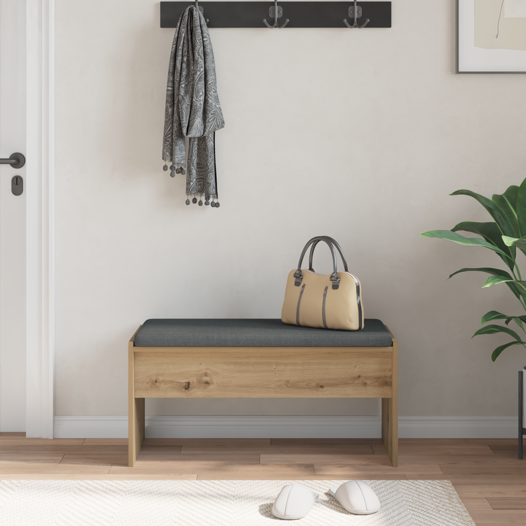Hallbænk med pude Artisan Egetræ 83 x 38 x 40 cm
