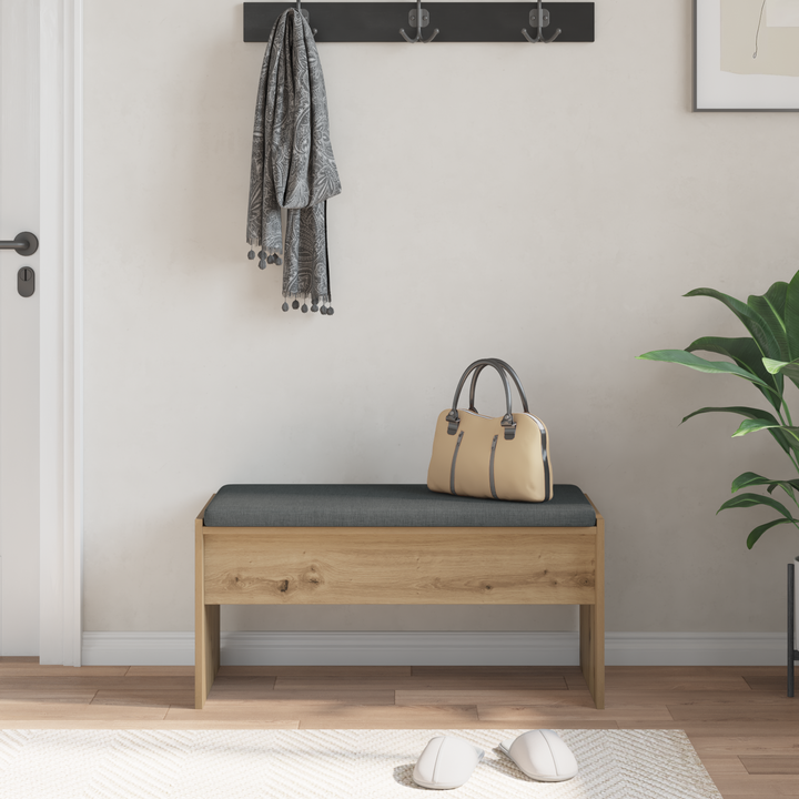 Hallbænk med pude Artisan Egetræ 83 x 38 x 40 cm