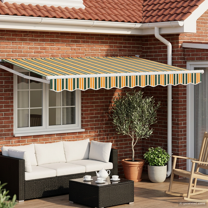 Markise Grøn og Gul 3 x 2 m Polyester og metal